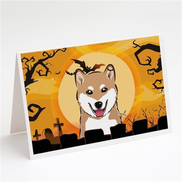 Carolines Treasures BB1783GCA7P Halloween Shiba Inu Greeting Cards & Envelopes - Pack of 8 BB1783GCA7P - main